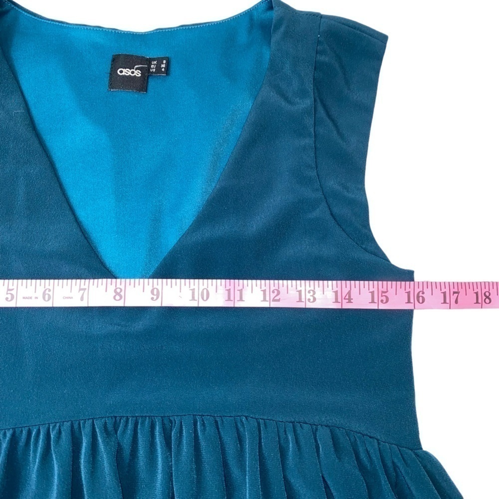 ASOS Blue-Green Teal Ruffle Hem Mini Dress - Picture 5 of 8